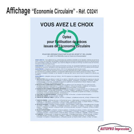 Affichage - Pièces Issues de l'Économie Circulaire - Vélo - Trottinette - Cycle