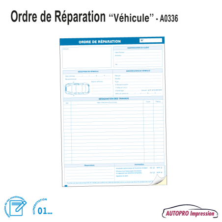 Carnet Ordre de Réparation A4 Vélo - Trottinette - Cycle