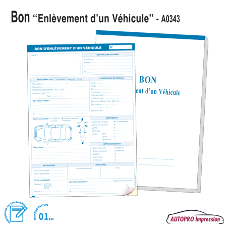 Carnet Bon d'Enlèvement Véhicule