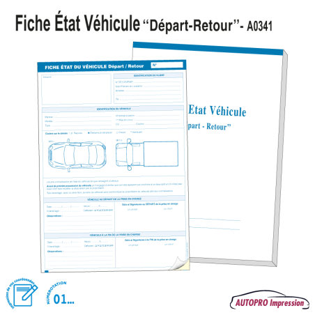 Carnet Fiche État Véhicule - Départ/Retour