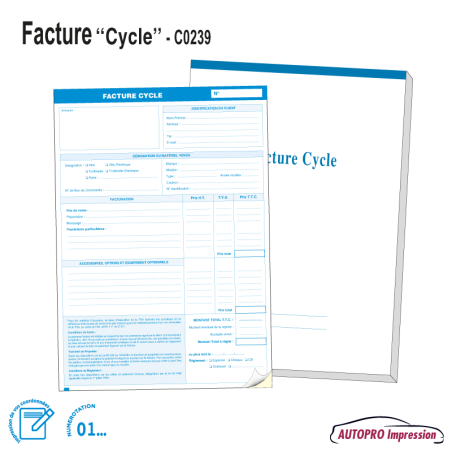 Carnet Facture Vente - Vélo/Trottinette/Cycle