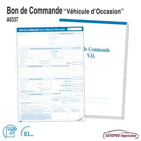 Carnet Bon de Commande V.O.
