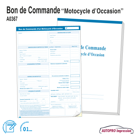 Carnet Bon de Commande Motocycle d'Occasion